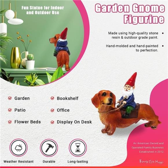 Art Gnome And A Dachshund Garden Gnome Statue Indooroutdoor Garden